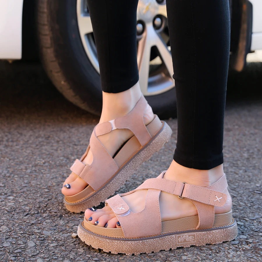 TIMETANG/женские сандалии с перекрестными ремешками; Летняя обувь из натуральной кожи; высококачественные женские сандалии на плоской платформе; большие Size35-43E403