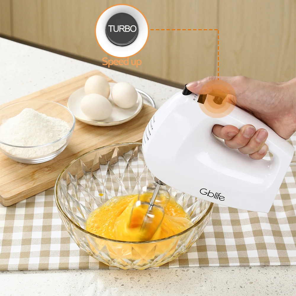 

GBlife LB3001A Electric Blender Hand Mixer Egg Kitchen with 2 Beater Whisk 2 Dough Hook Household Food Processor Mixture Machine