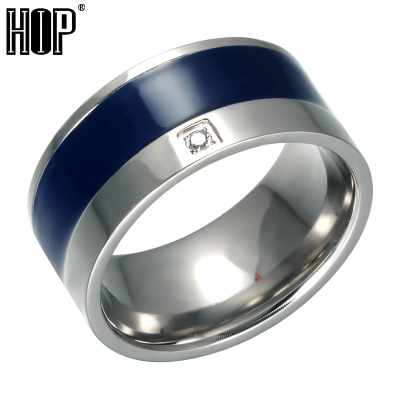 HIP Crystal Couple love Ring Bling Gold Color High Polished Stainless Steel Wedding Rings For Men Jewelry