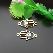 10PCS KC Gold Hand Charm With Eye Jewelry Making Necklace Bracelet Finding Wholesale Handmade Crafts Accessory 28*15*3mm 51811