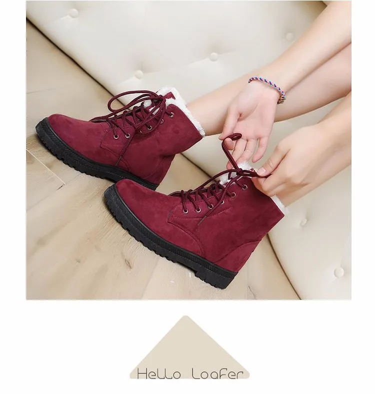 Fashion Snow Boots Winter Ankle Boots Women Shoes Plus Size Shoes 2016 Warm Plus Flat Heels Woman Booties Ladies Shoes DX106 (14)