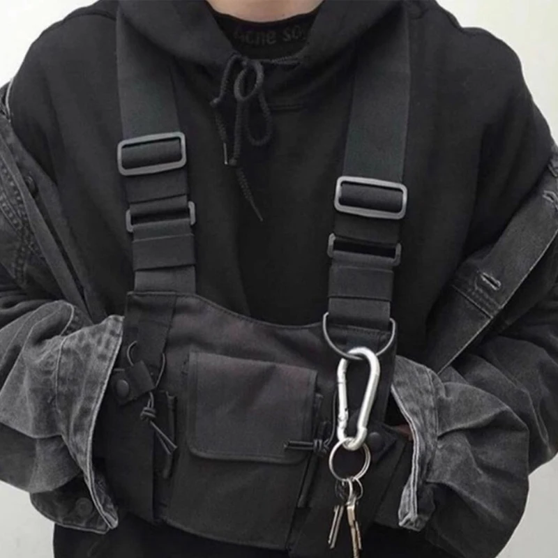 Мужские тактические сумки на плечо, нагрудная сумка в стиле хип-хоп, Мужская Уличная одежда с регулируемыми карманами, жилет Kanye West, функциональные поясные сумки