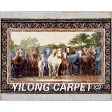 Yilong 3'x4' античный лошадь дизайн шелковый ковер изысканный персидские ковры из гобелена(1952