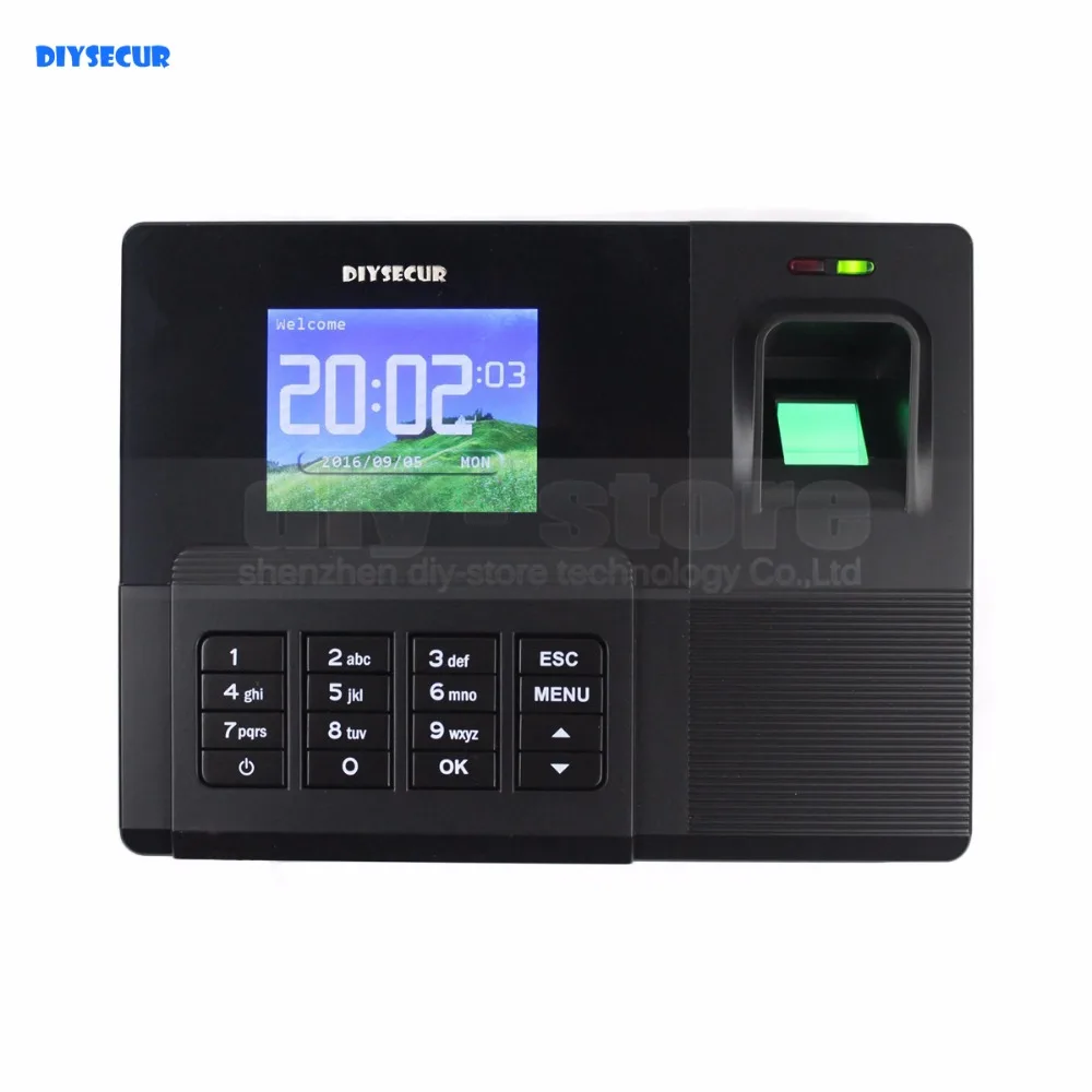 

DIYSECUR 2.8inch LCD Biometric Fingerprint Time Attendance Digital Electronic Reader Machine Clock Employee Payroll Realand