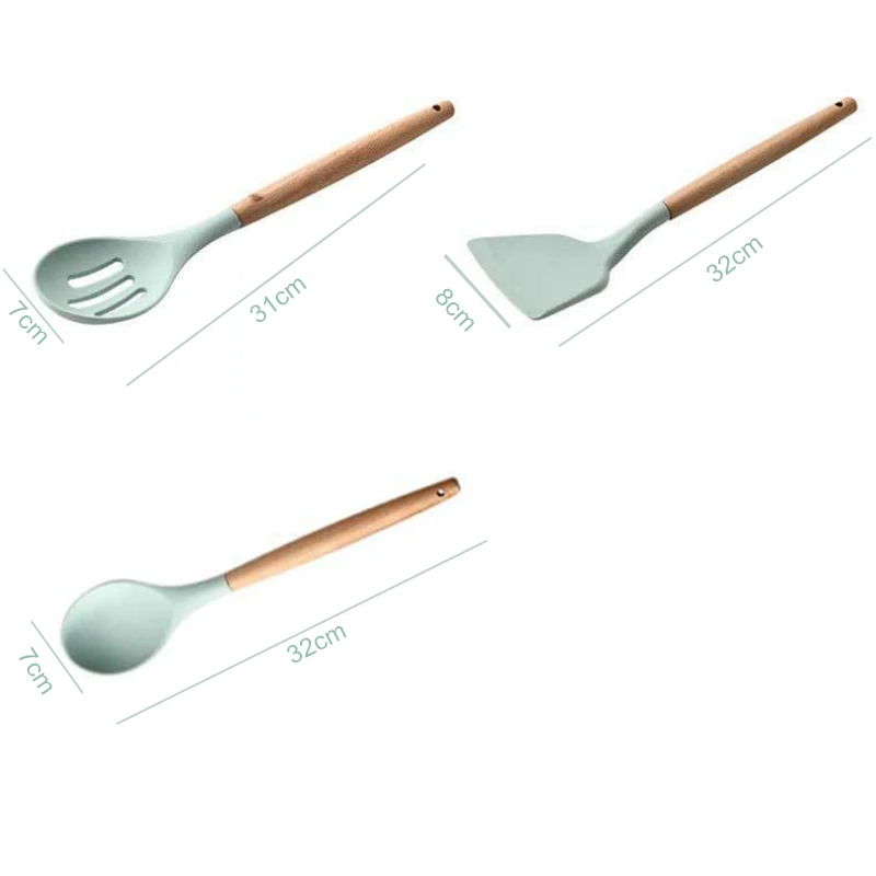 1 шт. антипригарные щипцы для Тернера лопатка ложка для супа набор инструментов для приготовления пищи деревянная ручка, силикон Кухонные гаджеты портативные