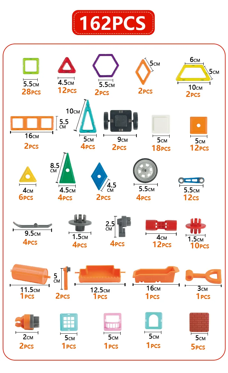 BD Магическая модель магнитные строительные блоки игрушки 162 шт. горячая Распродажа Обучающие Развивающие строительные игрушки для детей - Цвет: Многоцветный