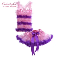 Cutestyles New Arrival Fluffy Girls Dresses Set Fashion Party Dress Purple Petti Style Infant Clothes For Children TC21219-03