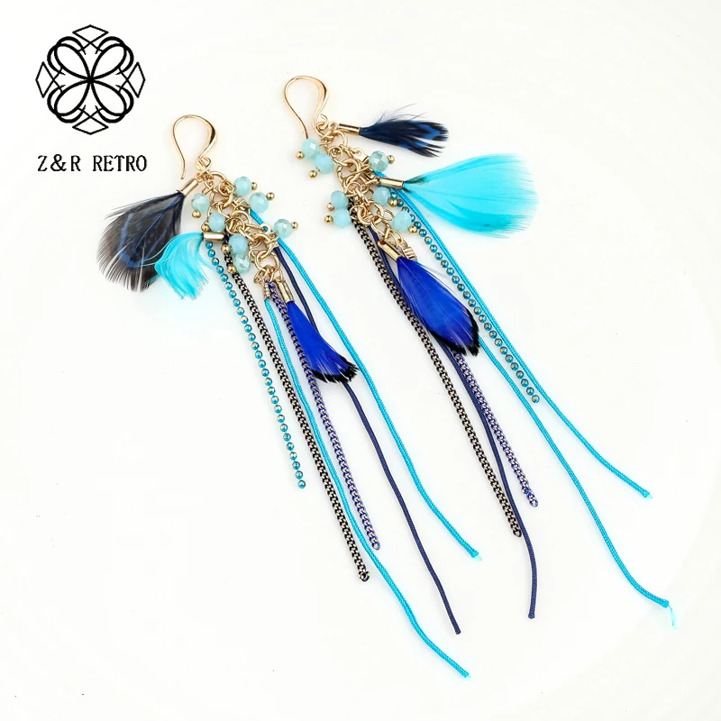 

Fashion Feather Drop Earrings Vintage Zinc Alloy Woman Hanging Earings 2018 Bohemian Earrings Party Jewelry Pendientes HE070