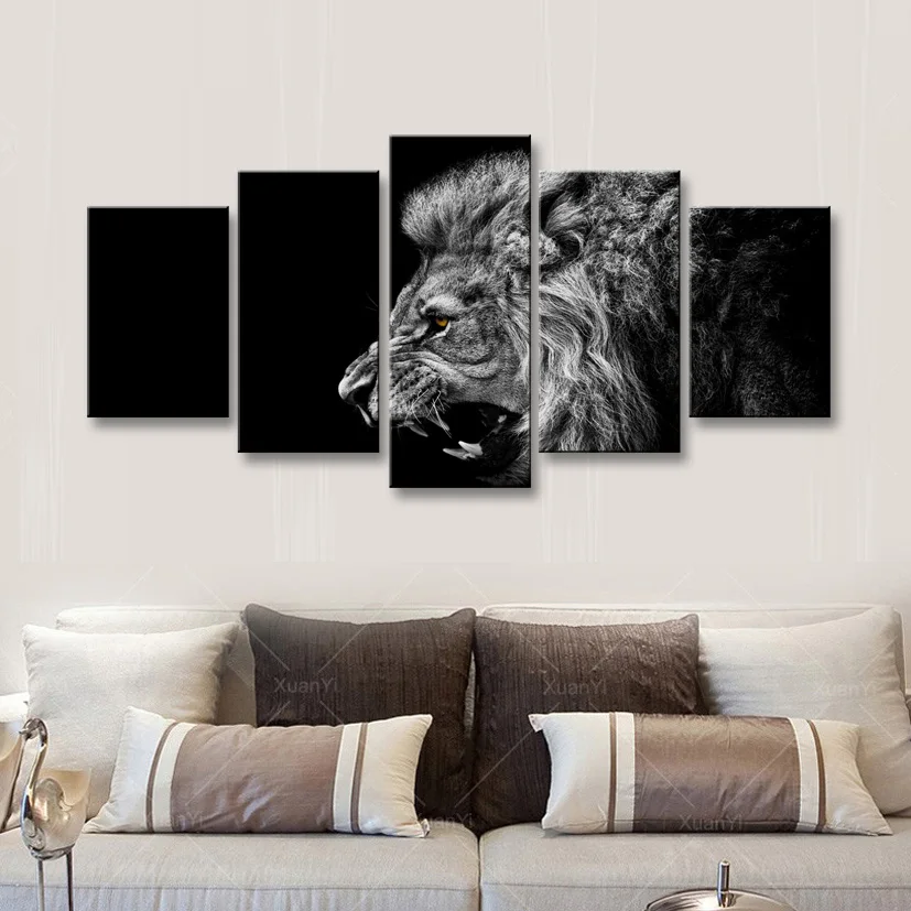 5 pieces high-definition print animals sion canvas painting poster and wall art living room picture B-056 (3)