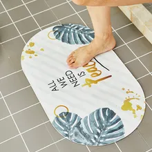 Коврик для ванной комнаты нескользящий Овальный специальный присоска зеленый коврик с цветами