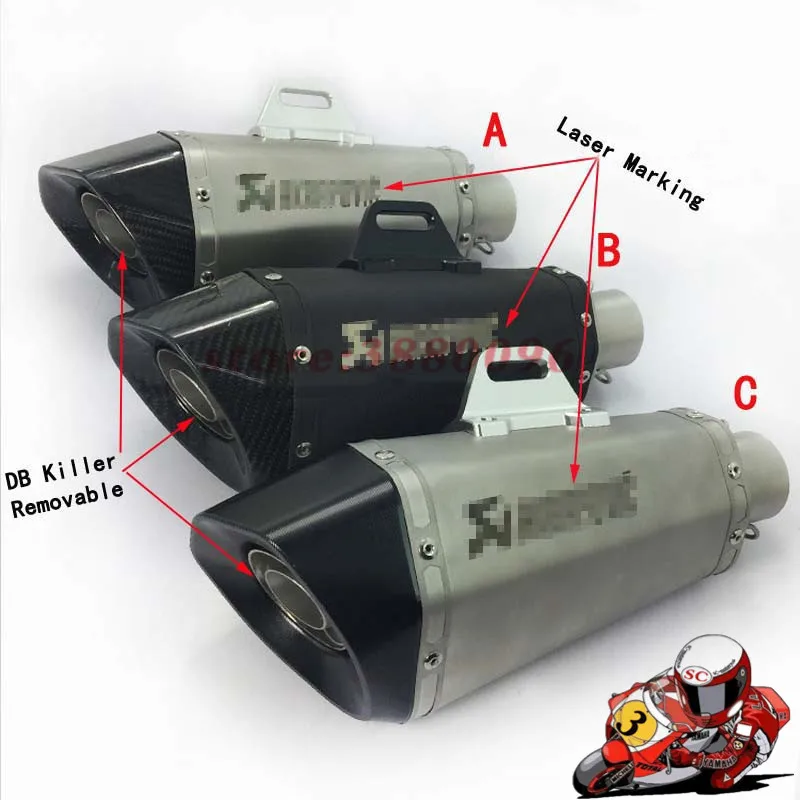 

51MM Universal Motorcycle Exhaust Muffler Carbon Fiber Laser Marking Muffler With DB Killer For GSXR650 Z750 Ninja650 R6 R3 R25