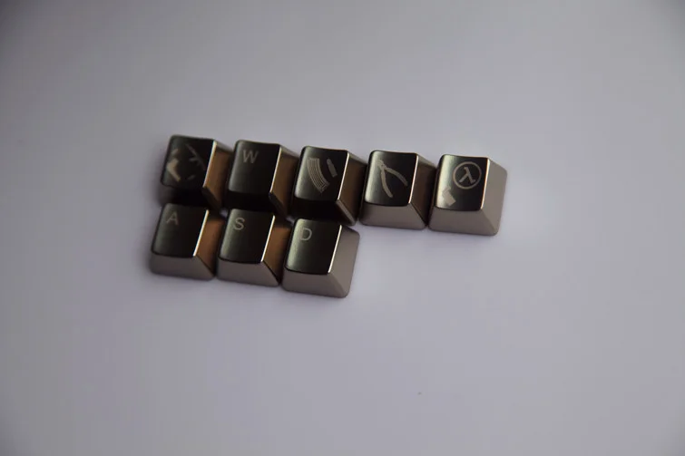 

Universal Metal Silver Mechanical Keyboard Keycaps CS14 CS8 With Key Puller Zinc Alloy Key Caps For Cherry Switch OEM Keyboard