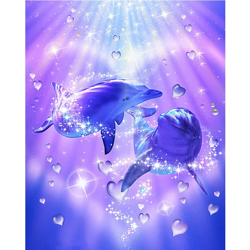 

5D DIY diamond embroidery Dolphin Diamond Painting Rhinestone Cross Stitch Home decoration love Christmas Gift
