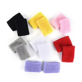 1 Paar Kleurrijke Sport Zweetband Polssteun Tennis Badminton Basketbal Armband Gym Wrist Wraps Voor Mannen Vrouwen 8x5cm