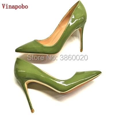 

Ladies Designer Pointed Toe Shoes Women 12/10/8cm Patent Leather Green Nude Stiletto High Heels Fashion Wedding Shoes Women Pump