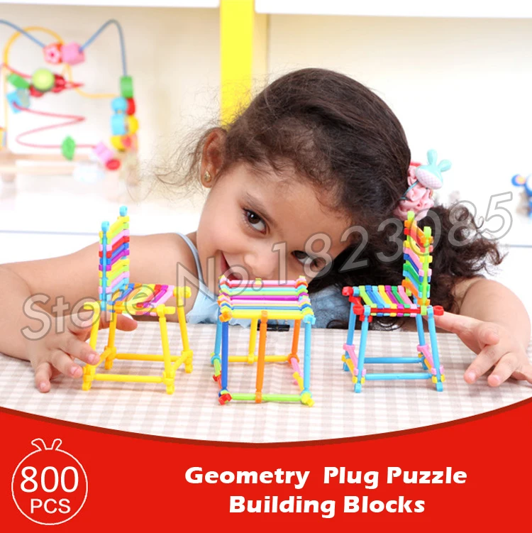 

800pcs Geometry Plug Puzzle Model Building Blocks Action Learning Bricks Baby Toys 2016 Boys Girls Gift