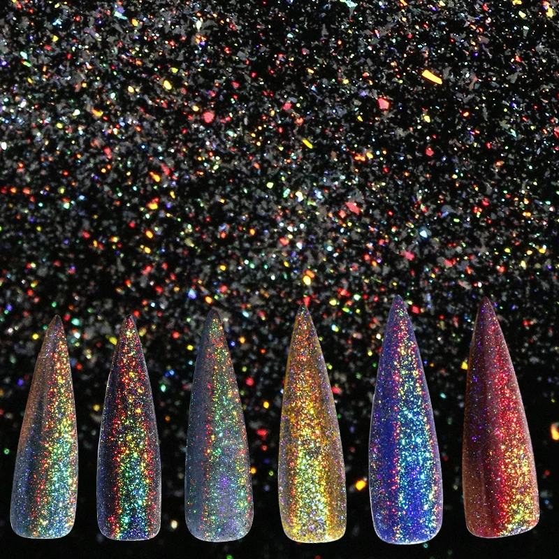 

A-Nail 0.5g/box Holographic Rainbow Nail Glitter Powder Holo Nail Flakes Sequins Shine Dust For Nails Art Decorations Manicure