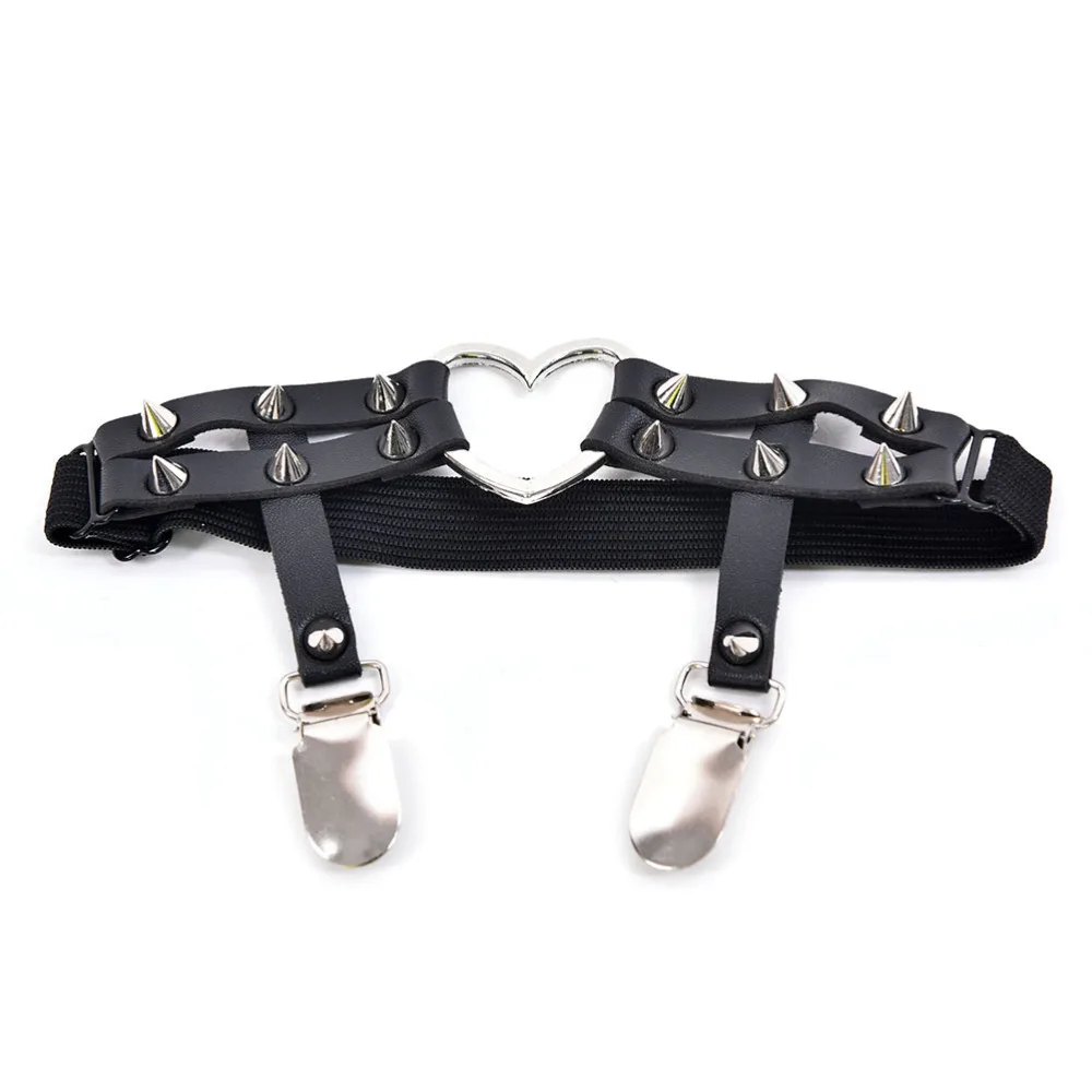 2017 Harajuku Women Punk Leg Ring Thigh Harness Heart Garter Rock Pub Girl Garter Belt Rivets Adjustable Size for women 2017 Harajuku Women Punk Leg Ring Thigh Harness Heart Garter Rock Pub Girl Garter Belt Rivets Adjustable Size for women
