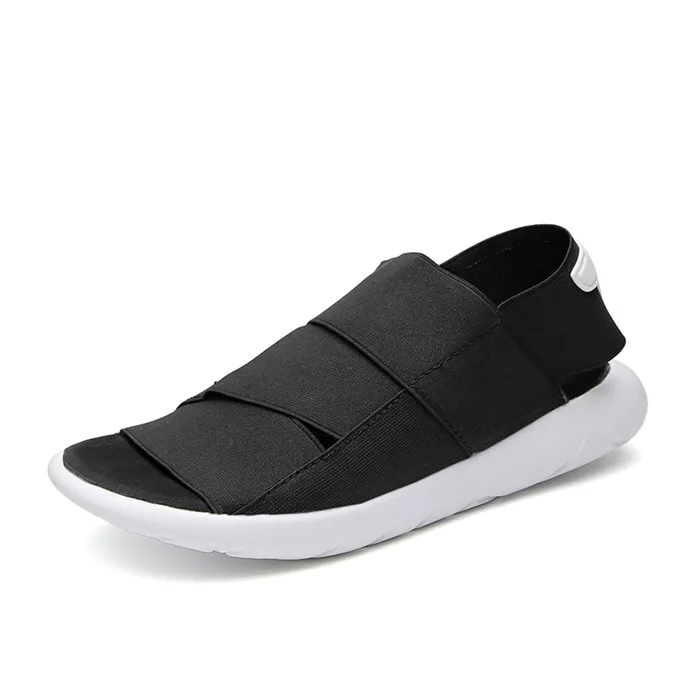 VSIOVRY/модные сандалии; Мужская Летняя Повседневная обувь; удобные пляжные сандалии из эластичной ткани; мужские легкие дышащие сандалии - Цвет: Black White