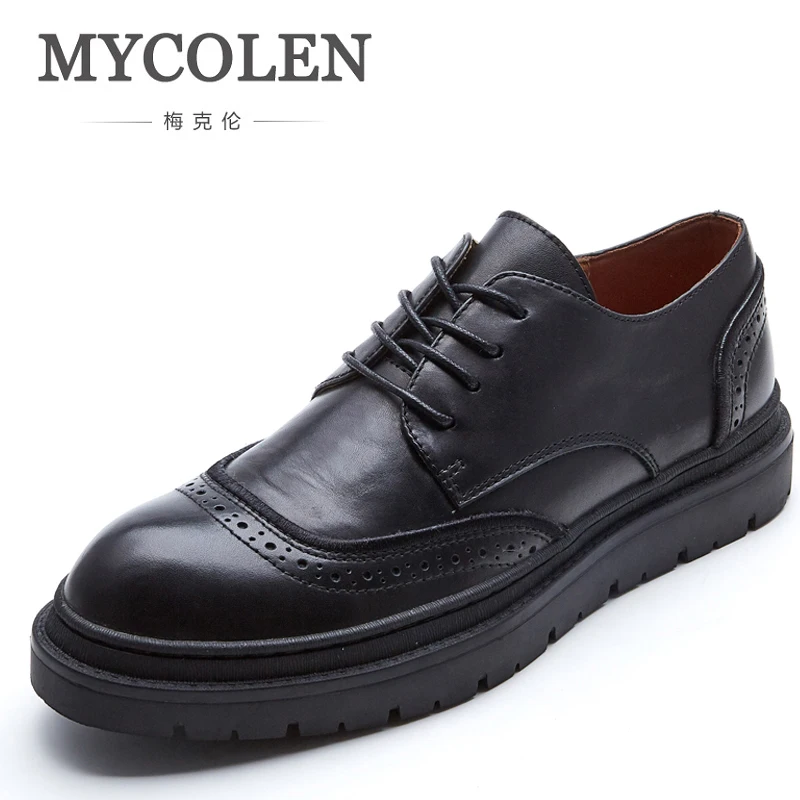 

MYCOLEN Luxury Italian Men Brogue Dress Shoes New Fashion Formal Business Shoes For Men British Brand Men Leather Flats