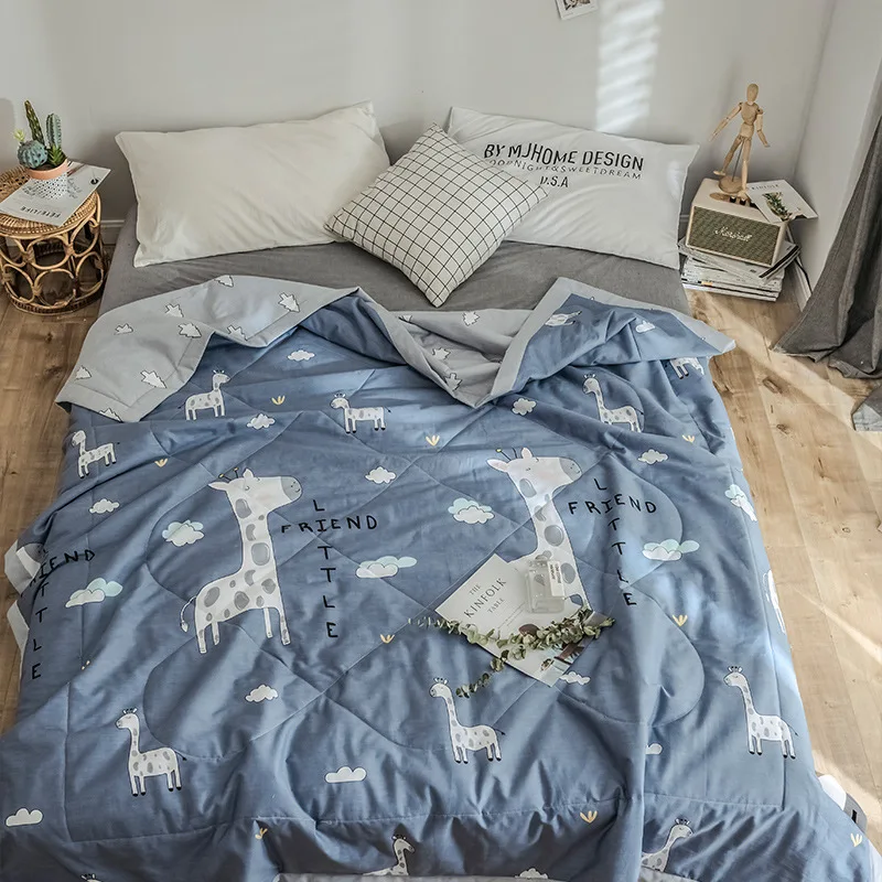 Летнее воздухопроницаемое детское одеяло для взрослых, мягкое дышащее хлопковое одеяло, тонкое мультяшное одеяло, покрывало на кровать - Цвет: 17