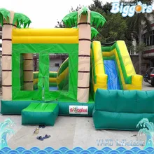 Free Sea Shipping Commercial Green Jungle Bouncer House Combo with Slide