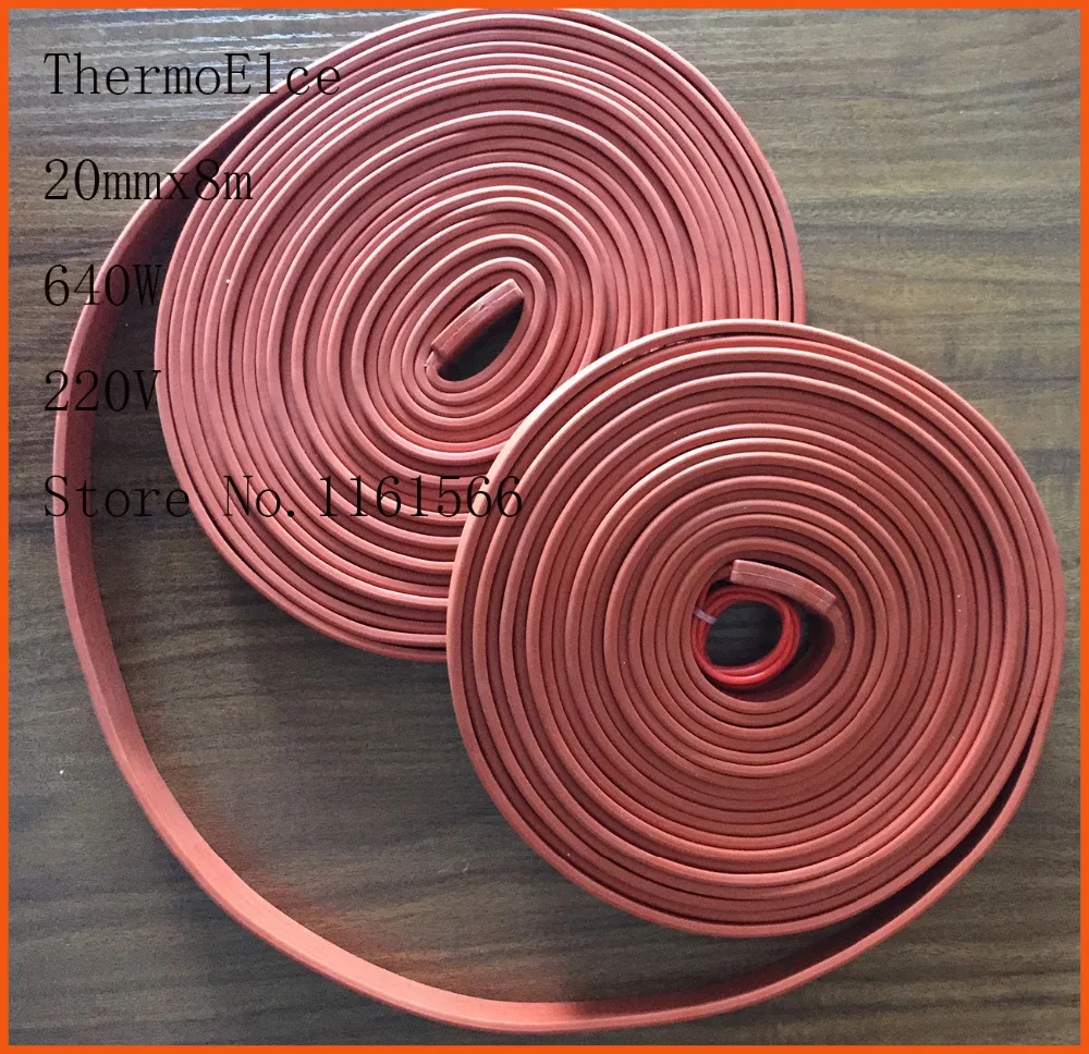 20mmx8m 640W 220V Silicone Heater ,Heating Element rubber waterproof pipeline heater band