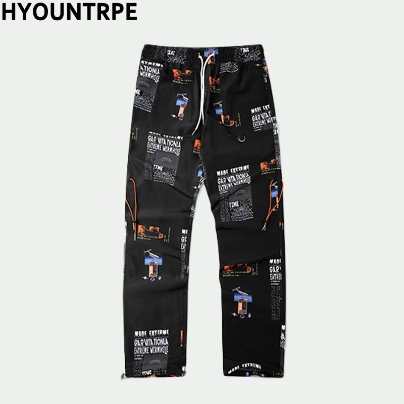 

2018 New Fashion Printed Sweatpants Hip Hop Elastic Waist Casual Joggers Drawstring Pants Mens High Street Autumn Trousers