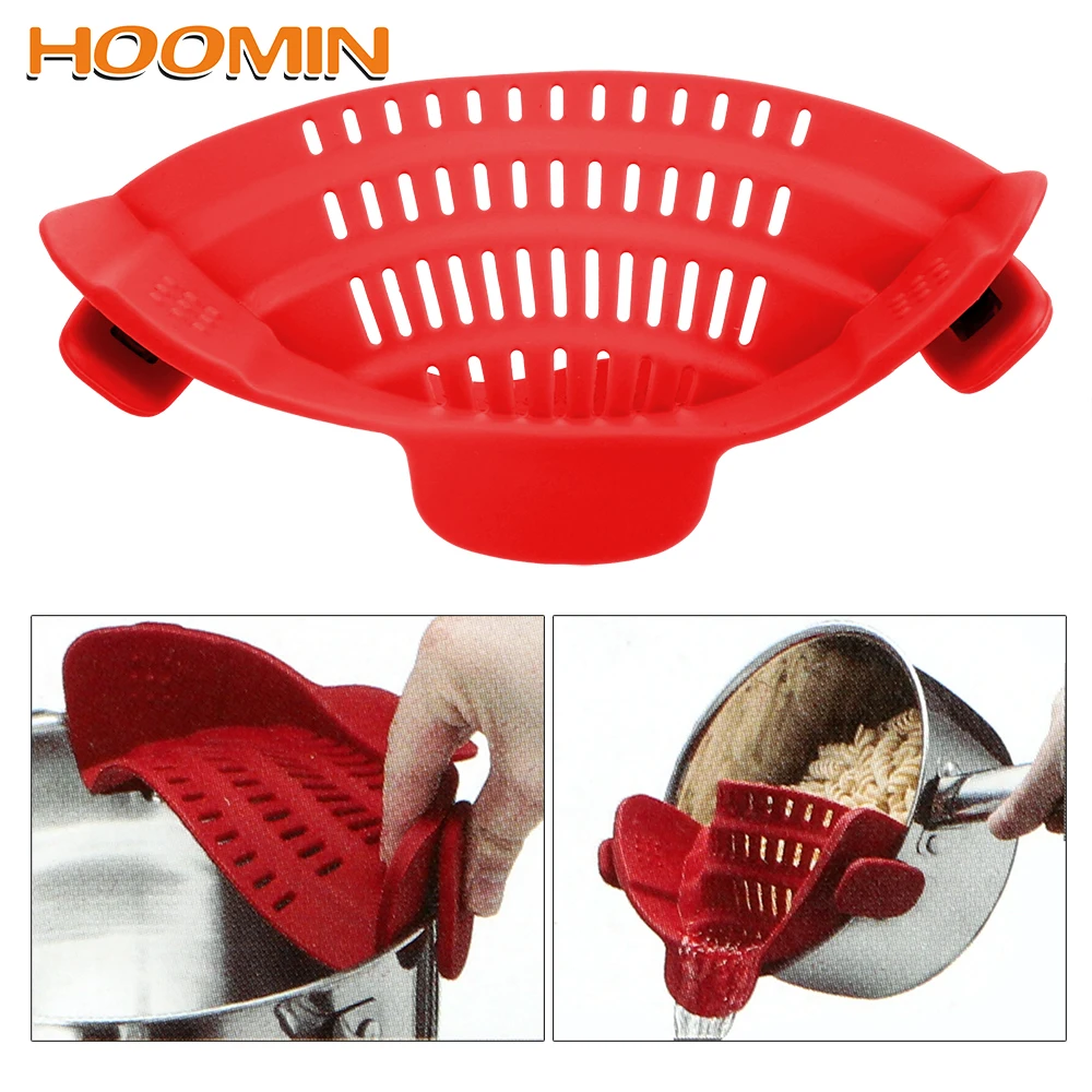 Сушилка для кастрюли HOOMIN с зажимом, миска, воронка, слив, лишняя жидкость, рисовая паста, Овощная стирка, дуршлаг для кухни, ситечко, кухонная посуда