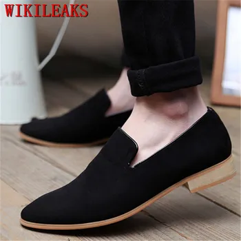 

Men Loafers Suede Leather Pointed Toe Oxfords Business Dress Shoes Oxford Shoes For Men Flats Formal Wedding Shoes Sapato Social