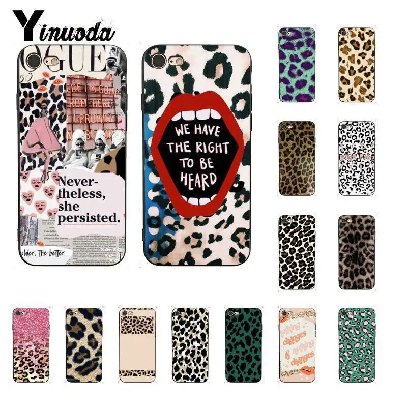 

Yinuoda Brilliant Bright Foil Leopard Print Black Soft Shell Phone Cover for iPhone 8 7 6 6S 6Plus X XS MAX 5 5S SE XR 10 Cover
