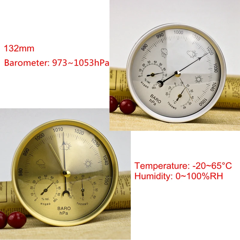 Kaufen 132mm Analog Barometer Thermometer Hygrometer 3 in 1 Wetterstation Temperatur Luftfeuchtigkeit Atmosphäre Druck Meter Monitor