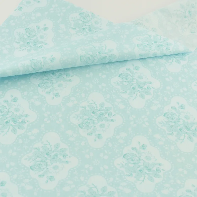 

Light Blue Floral Cotton Fabric Patchwork Quilting Sewing Cloth Crafts Bedding Decoration Teramila Fabrics Home Textile Tissue
