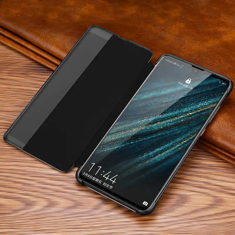 Чехол из натуральной кожи для Huawei Mate 10 Pro крышка с функцией активации интеллектуальное окно вид Капа Coque панель для Huawei Mate 10 Fundas