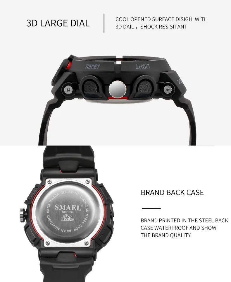 Крутой светодиодный Аналоговый Будильник S Shock светодиодный цифровой наручные часы для мужчин s SMAEL часы для мужчин 1637 relogio masculino спортивные часы для бега