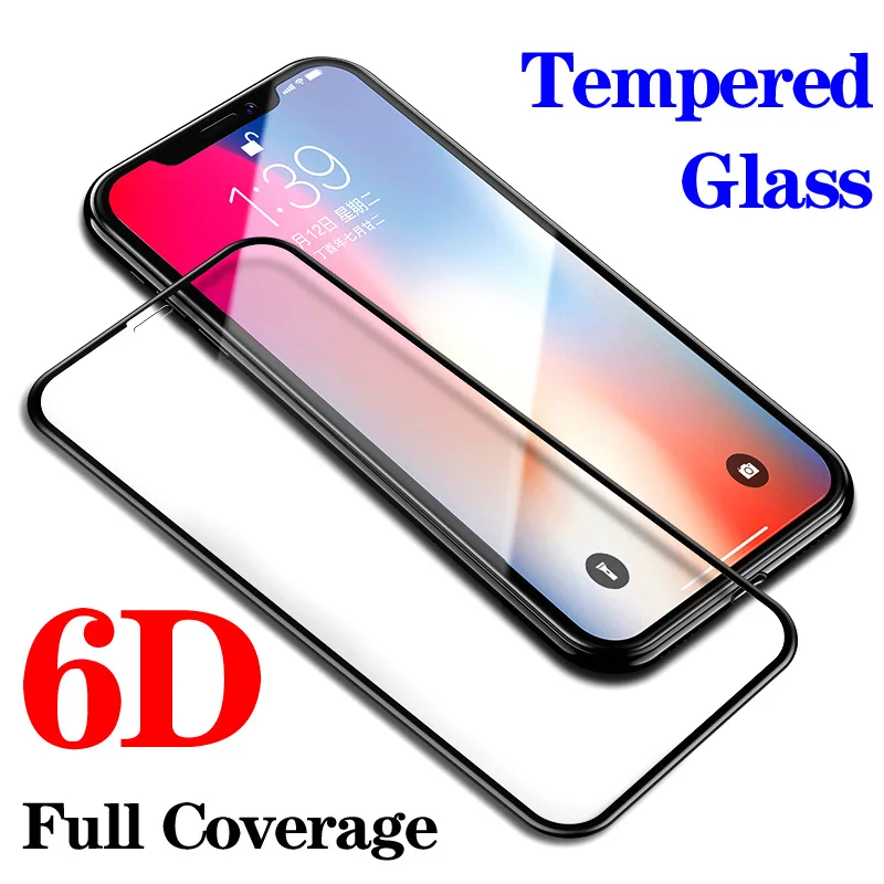 

Full Coverage 6D Tempered Glass For iPhone 7 8 6 Plus Screen Protector Cover For iPhone X XS XR XS MAX 6 S 8 7 PLUS Glass