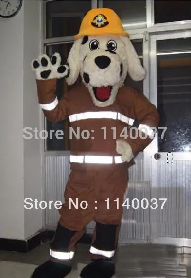 mascot Wholesale Firemen dog Mascot Costume Adult Size spotty dog Firemen Mascotte outfit suit EMS FREE