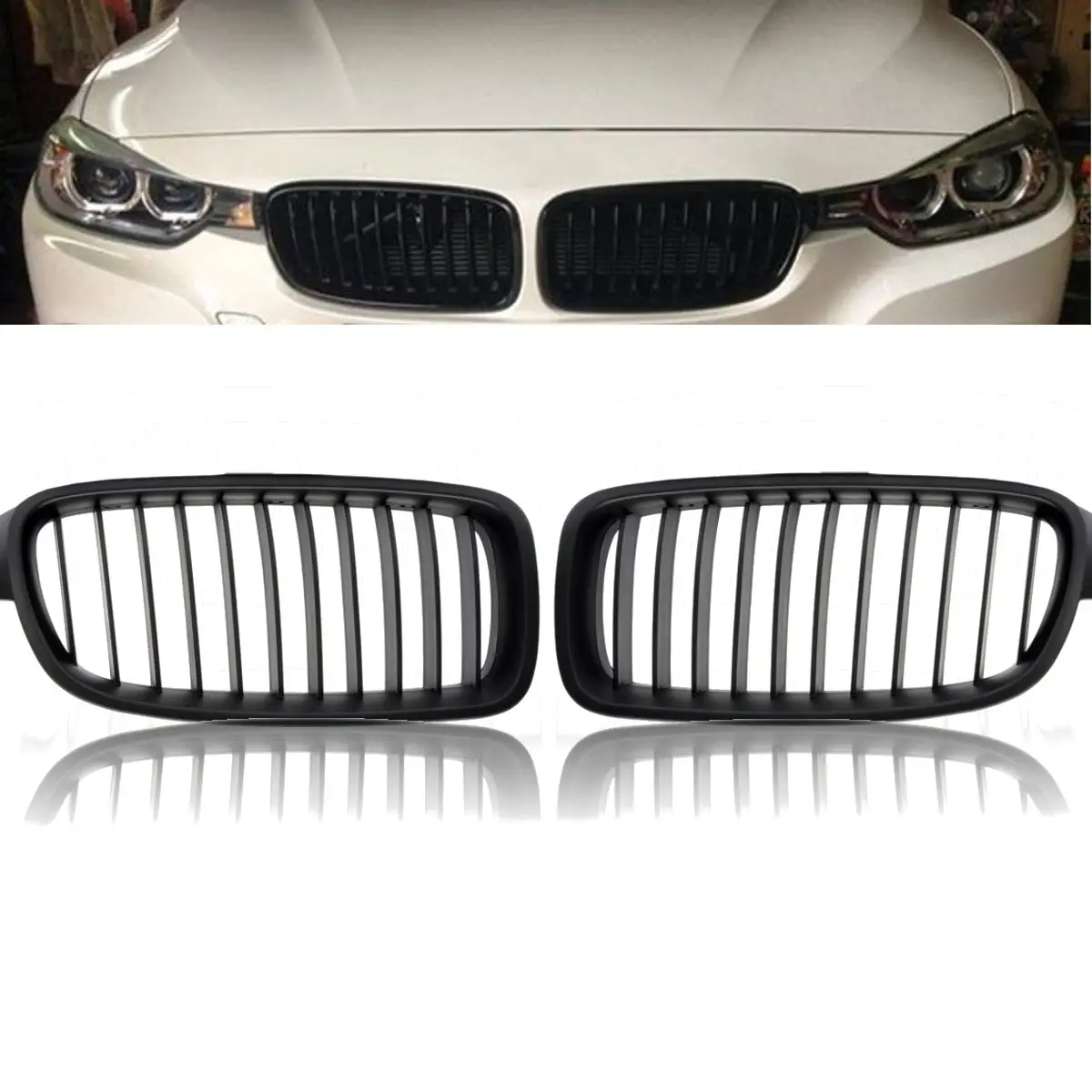

2Pcs/Pair Matte Black Car Front Kidney Grilles Grills For BMW F30 F31 F35 3Seires 320i 328i 2012 2013 2014 2015 2016 2017