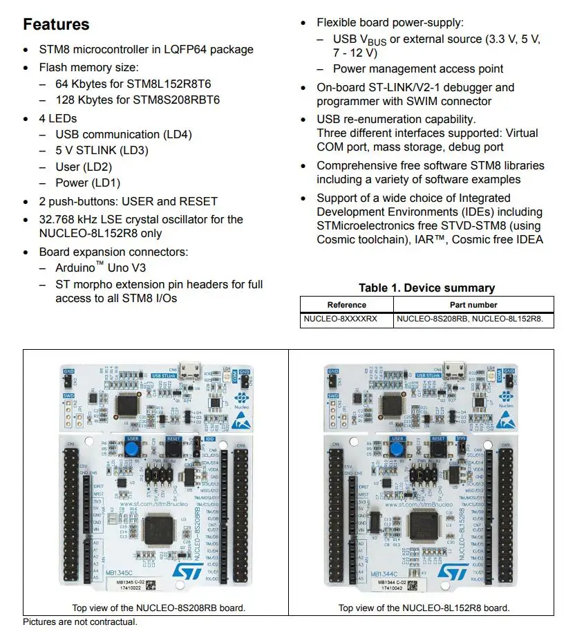 NUCLEO-8L152R8 INFO