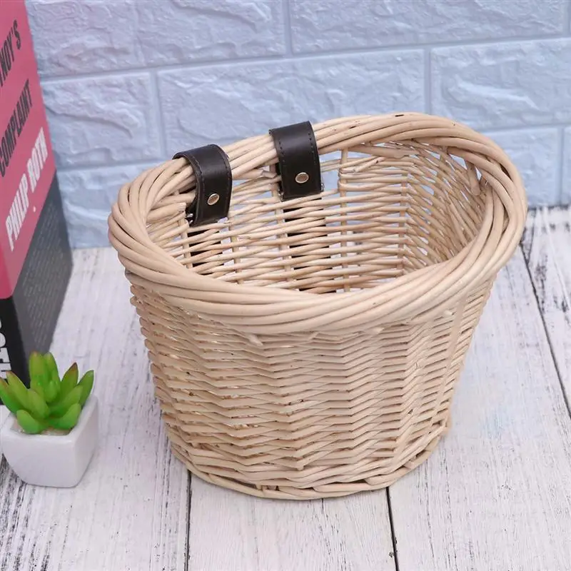 Excellent 1Pc Bicycle Basket Pannier Handmade Detachable Front Handlebar Bike Basket Storage Basket for Schoolbag Pets 3