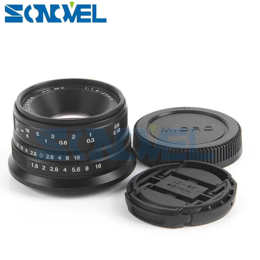 Черный с фокусным расстоянием 25 мм F/1,8 HD MC объектив с ручной фокусировкой Широкий формат объектива+ бленда для объектива Olympus Panasonic M4/3 Камера GX7 GX8 GH4 GH3 OM-D E-M5 E-M1 E-M10
