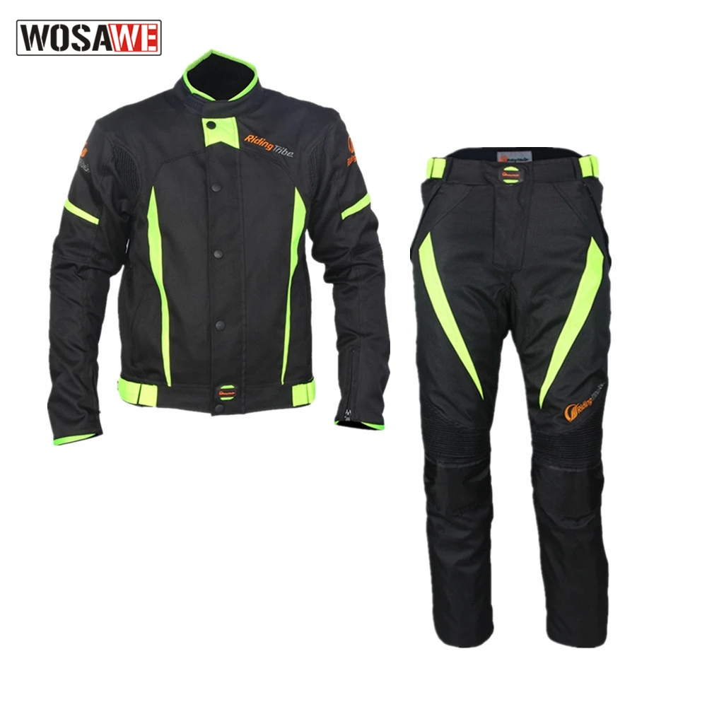 

RIDING TRIBE male Motorcycle Clothing Set Waterproof Riding motocross Jacket Pants Suit combinations knee Protector moto clothes