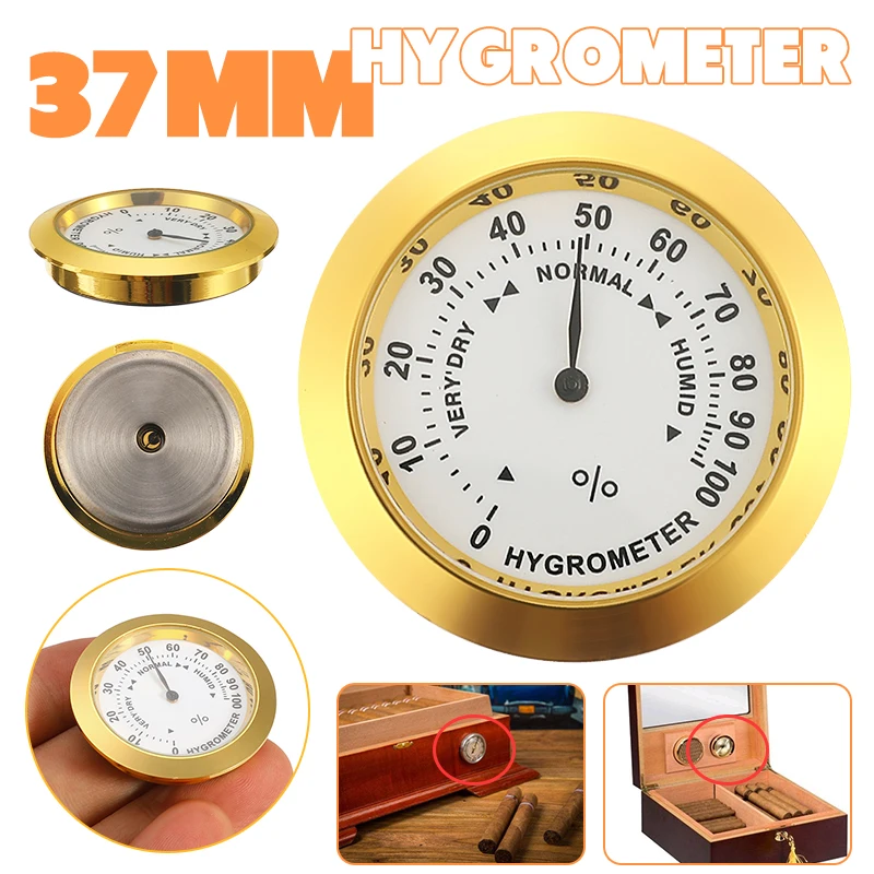 

37mm Mosaic Hygrometer Moisture Meters Cigar Tobacco Box Pointer Hygrometer Table for Humidors Smoking Humidity Sensitive Gauge