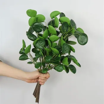 

6Pcs Fake Greenery 18.11" Length Simulation Real Touch Golden Pocket Leaf for Wedding Home Decorative Artificial Plants