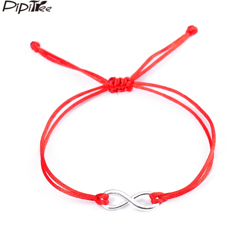 

Pipitree All-Match Candy Colors Infinity Bracelets for Women Couple Silver Color Alloy Charm Lucky Red String Bracelets Jewelry