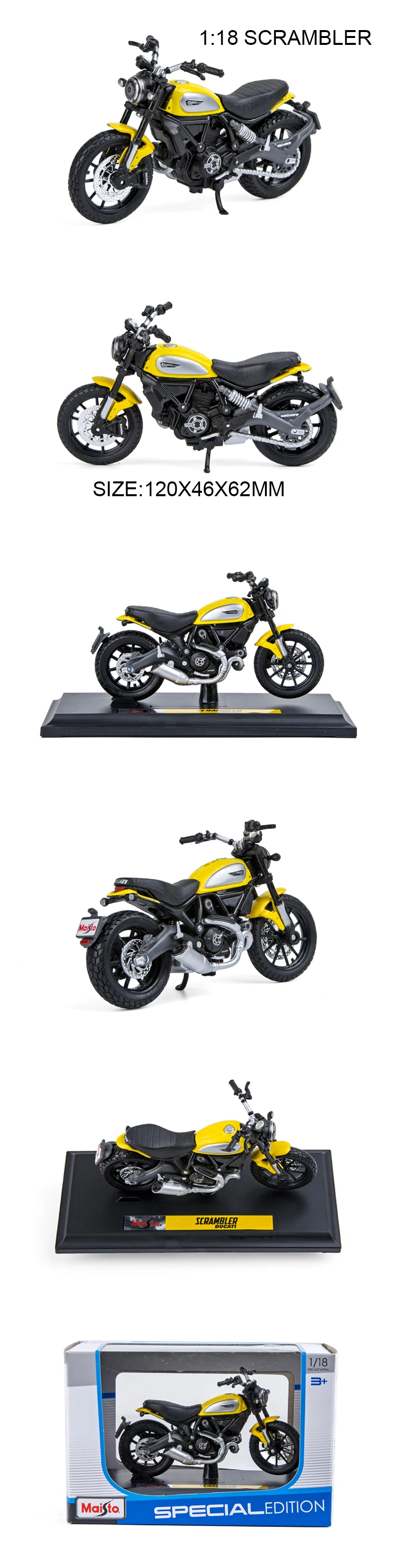 Maisto 1:18 модели мотоциклов ducati Scrambler Желтый Мотоцикл Модели Diecast миниатюрный Race игрушка для Коллекция подарков