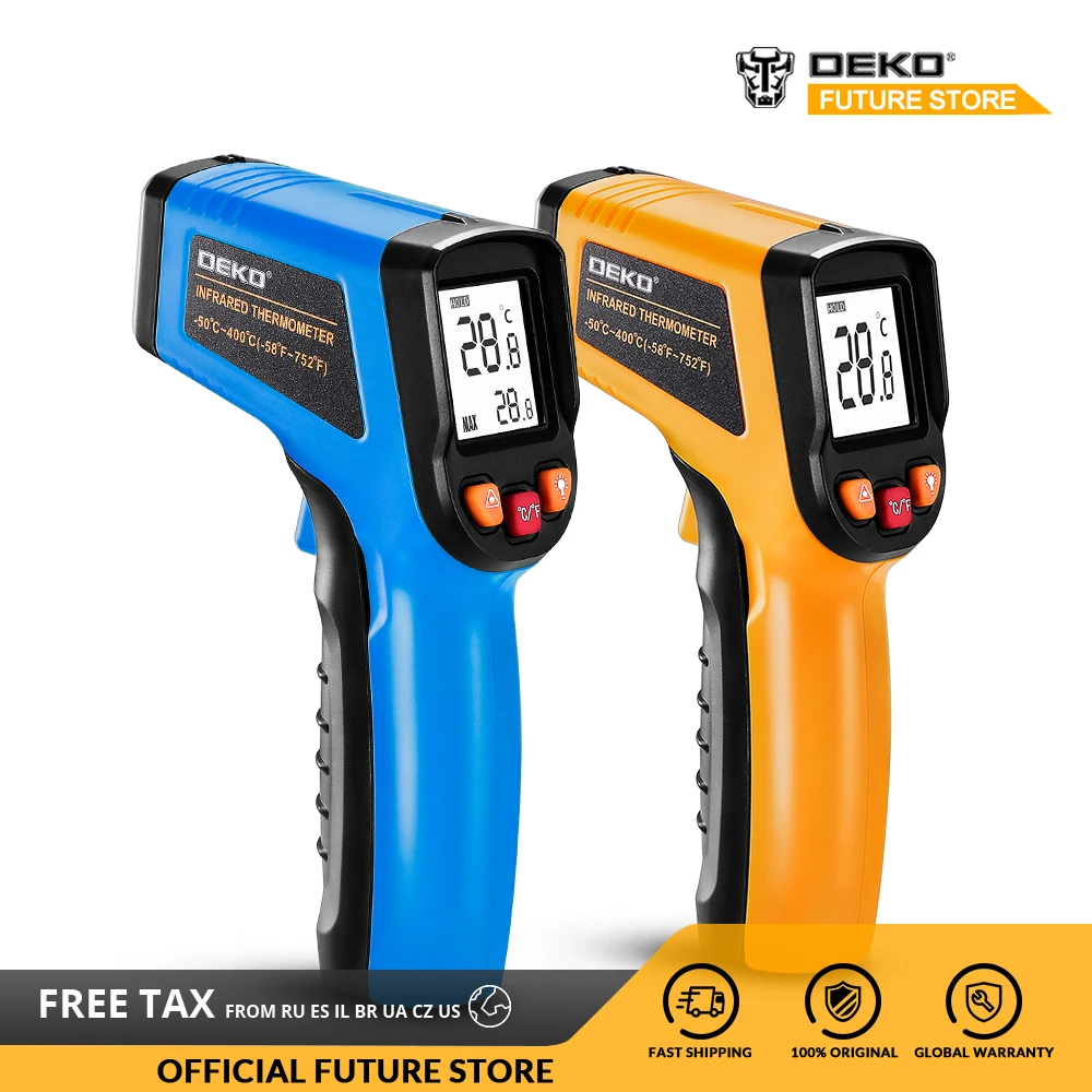 

DEKO WD01 Digital Dual Laser Infrared Thermometer Surface Temperature Gun Non-Contact Adjustable Emissivity Pyrometer Imager