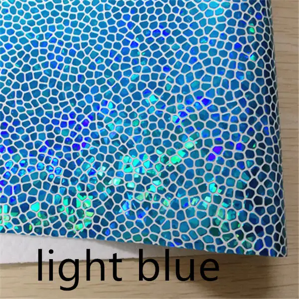 1 шт/7,6*12 дюймов синтетическая голограмма камень искусственная кожа ткань - Цвет: light blue