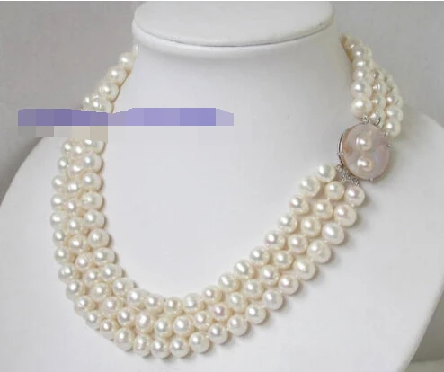 

~~ BJC 00135 white round freshwater pearl necklace Discount AAA