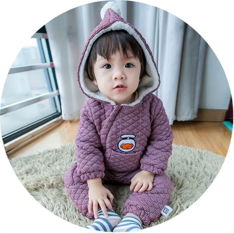 2016 Baby Rompers Winter Thick Warm Baby Clothing Long Sleeve duck